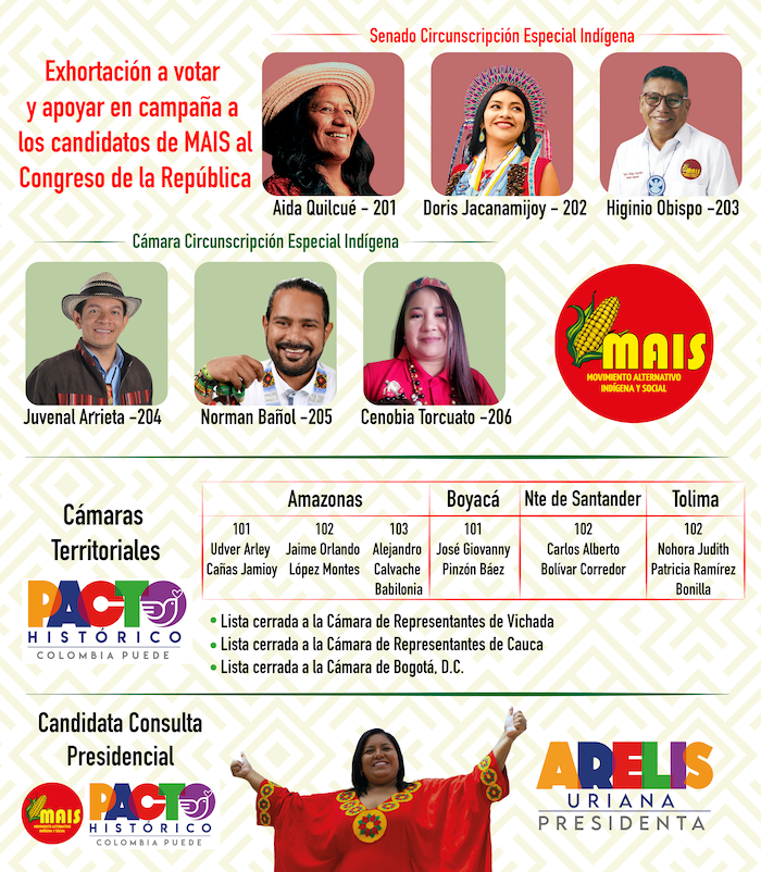 CIRCULAR No. 003 DE 2022 – Exhortación a votar y apoyar en campaña a los candidatos de MAIS al Congreso de la República.
