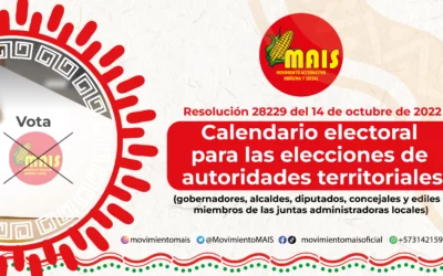 Calendario electoral para las elecciones de autoridades territoriales Resolución 28229 del 14 de octubre de 2022